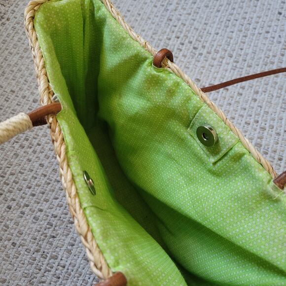 Vintage Y2K Straw Handbag Beaded Bugs Butterfly Boho Cottage Beachy Purse - Picture 6 of 7